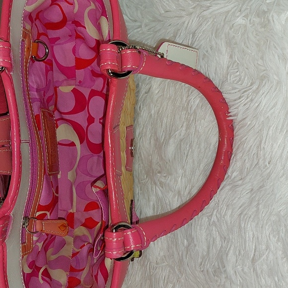 Coach Hand Woven Straw & Leather Small Tote Bag - Picture 10 of 13